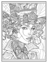 Geometric Circus Fun sample page: a woman in a top hat