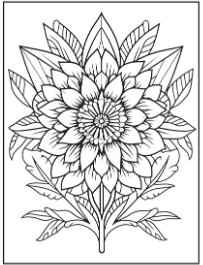 Geometric Adult Coloring Book sample page: a blooming flower