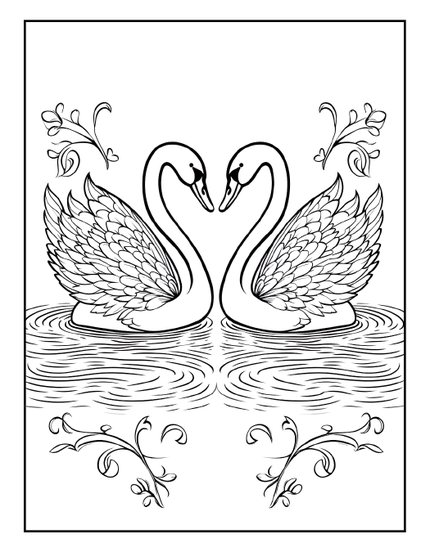 Lullaby Adult Coloring Book sample page: two swans