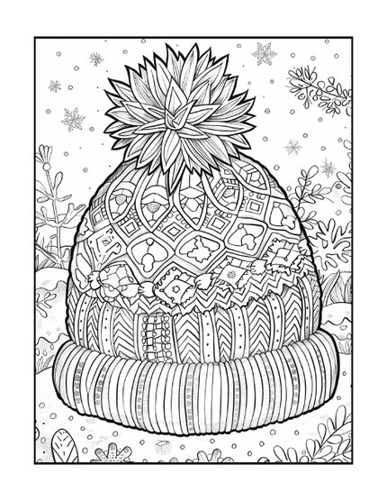 Geometric Masterpieces sample page: a knit winter hat
