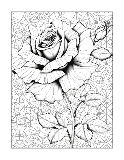 Geometric Masterpieces sample page: a rose